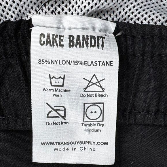 Cake Bandit Men's Medium Black Swim Trunks Lined Drawstring Shorts Trans Masc - Picture 10 of 10